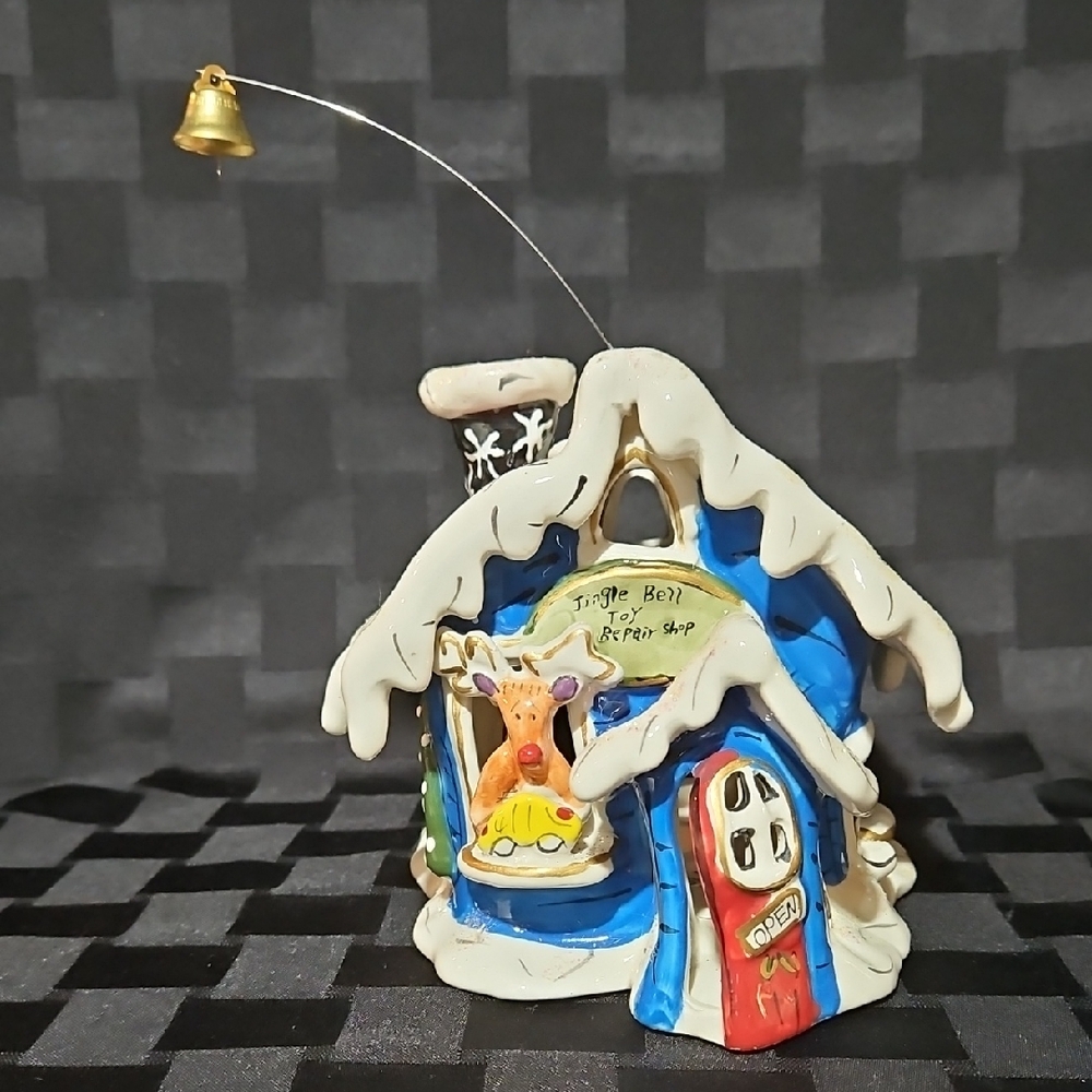 Blue Sky Clayworks Heather Goldminc Jingle Bell Toy Repair Shop Candle Holder